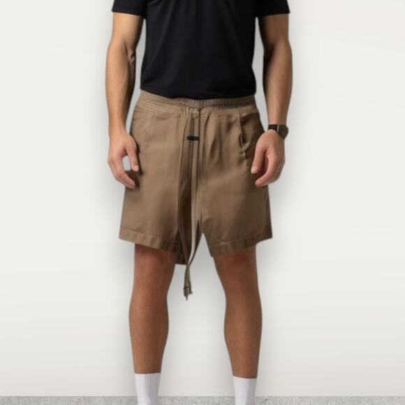 Fear of God Men's XS Drawstring Sweat Shorts Tan Neutral Loungewear Essentials - Picture 1 of 11